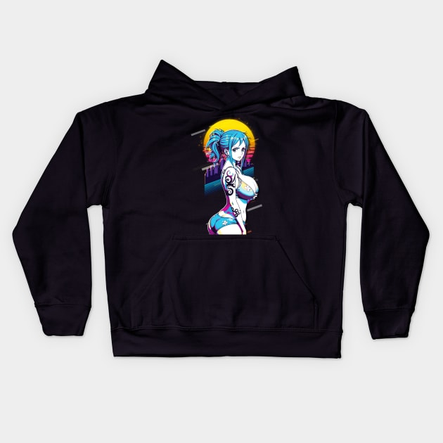 One Piece Nami Retro Art Kids Hoodie by SiksisArt